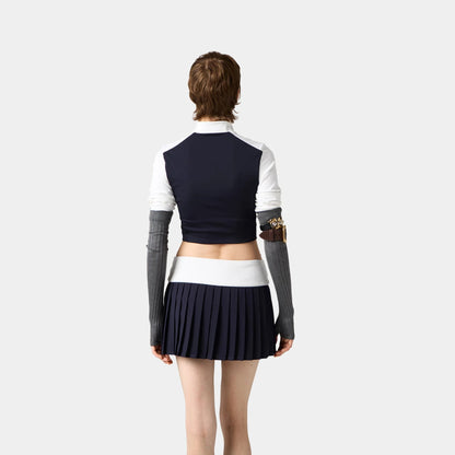 Stretch Technical Jersey Pleated Miniskirt