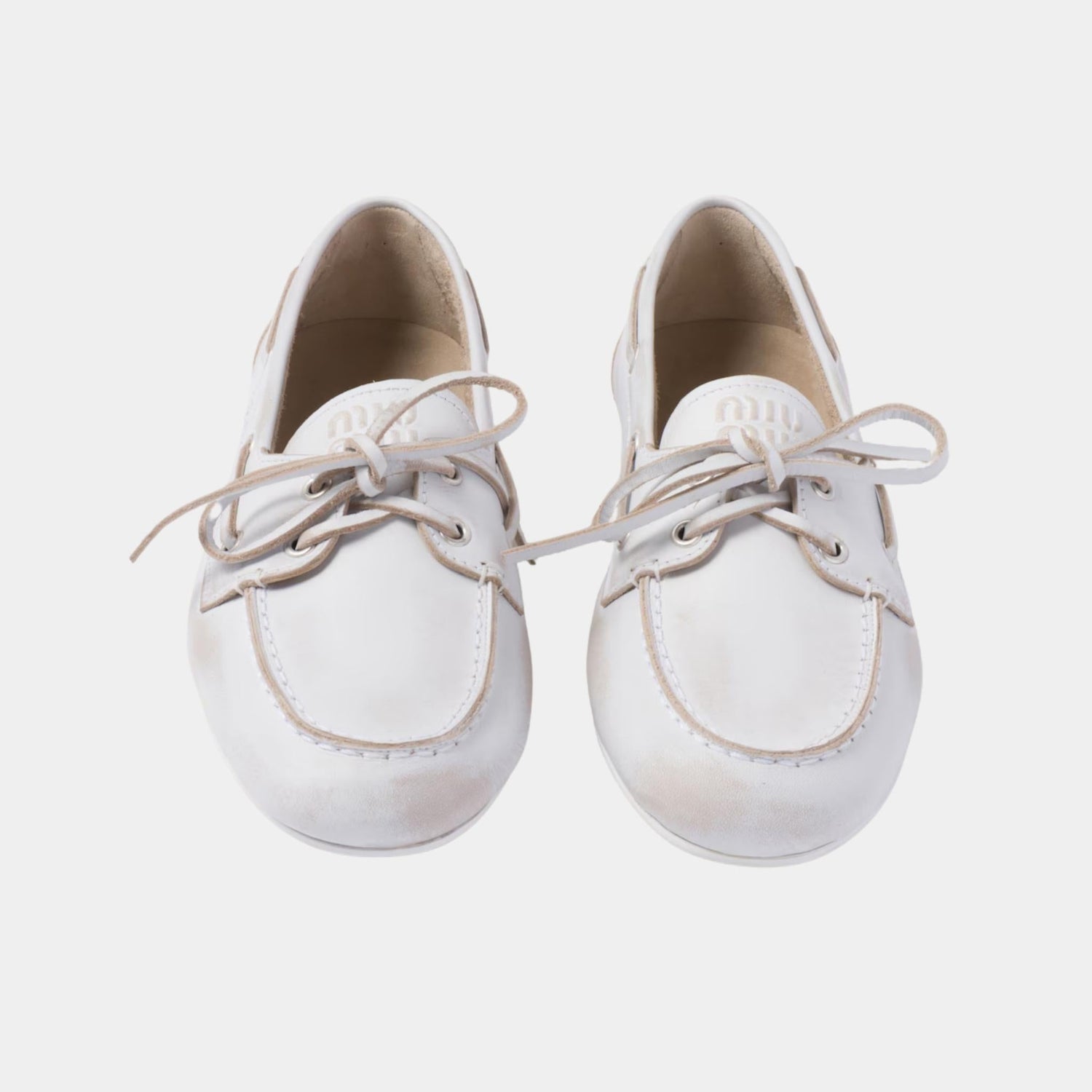 Unlined Bleached Leather Boat Shoes