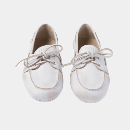 Unlined Bleached Leather Boat Shoes