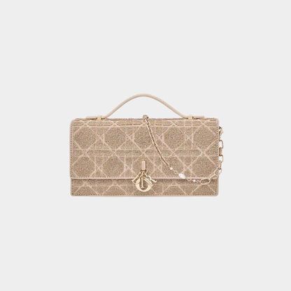 Or My Dior Mini Bag Microbead-Embroidered Cotton