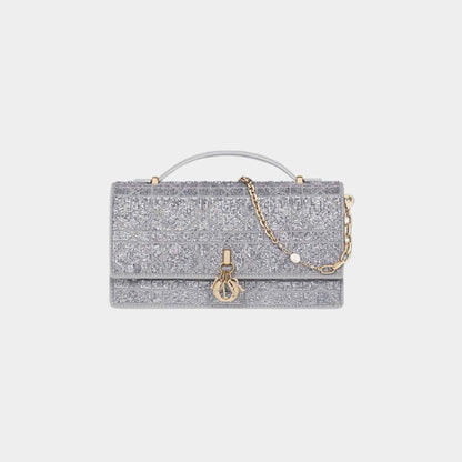 Or My Dior Mini Bag Microbead-Embroidered Cotton