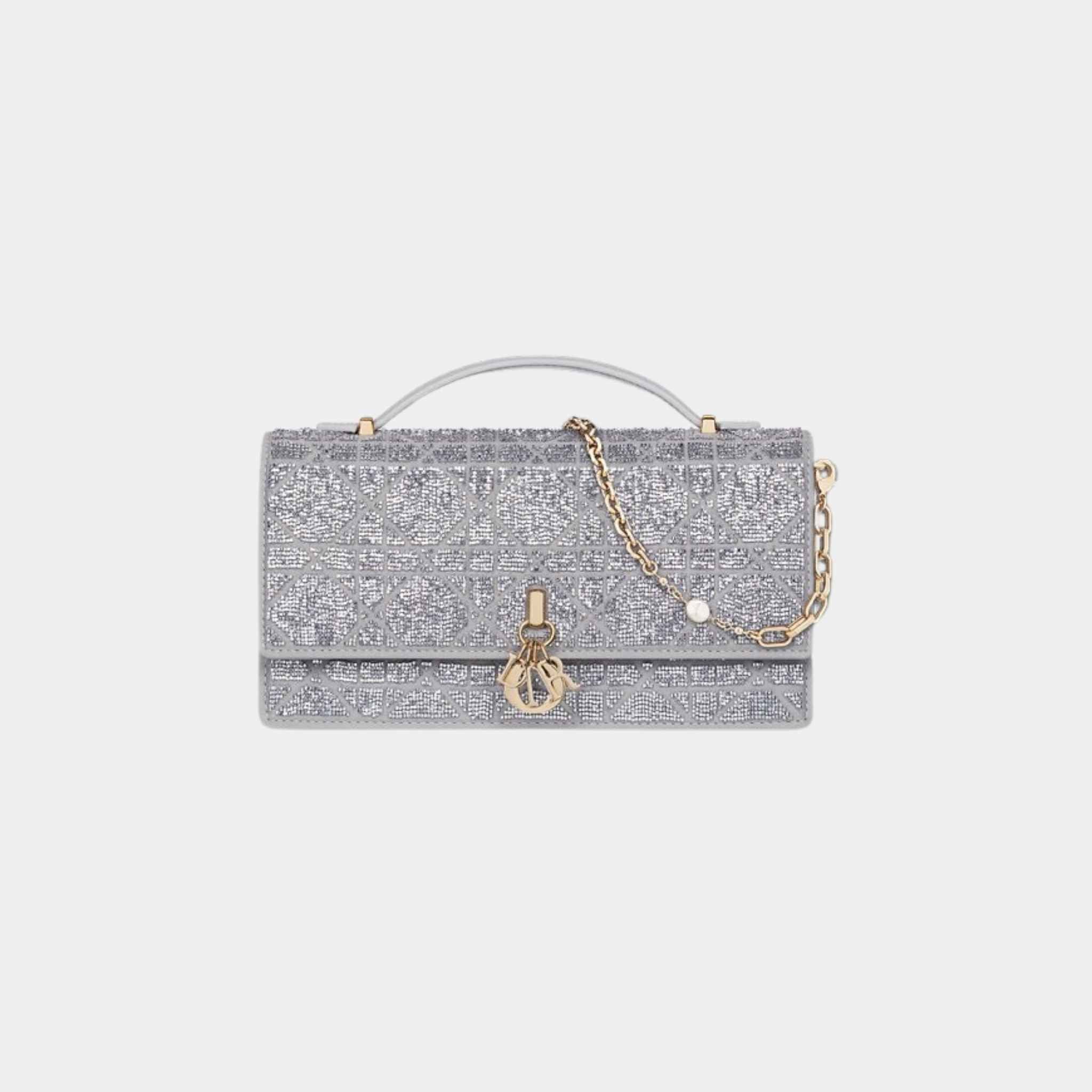 Or My Dior Mini Bag Microbead-Embroidered Cotton