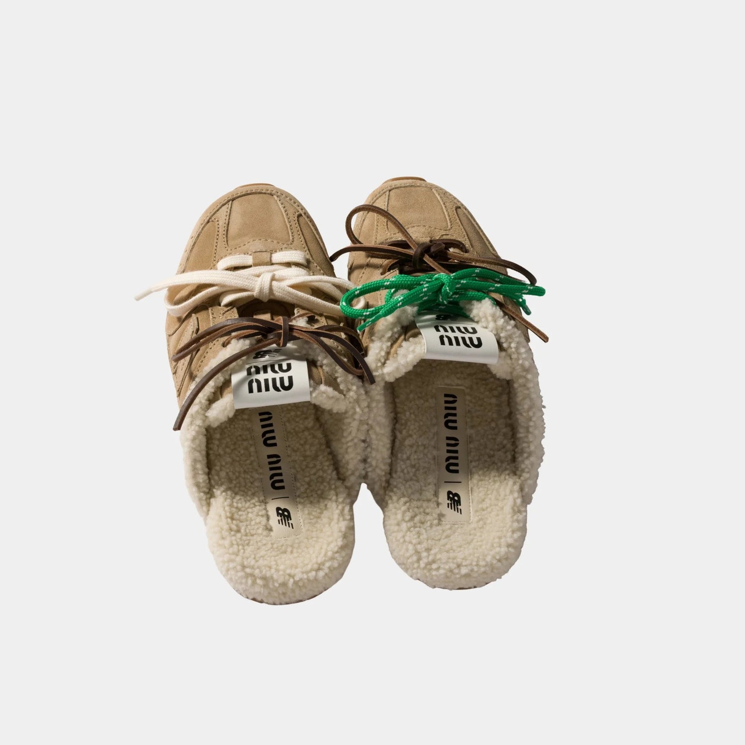 New Balance X Miu Miu 530 SL Bleached Suede Sneaker Mules