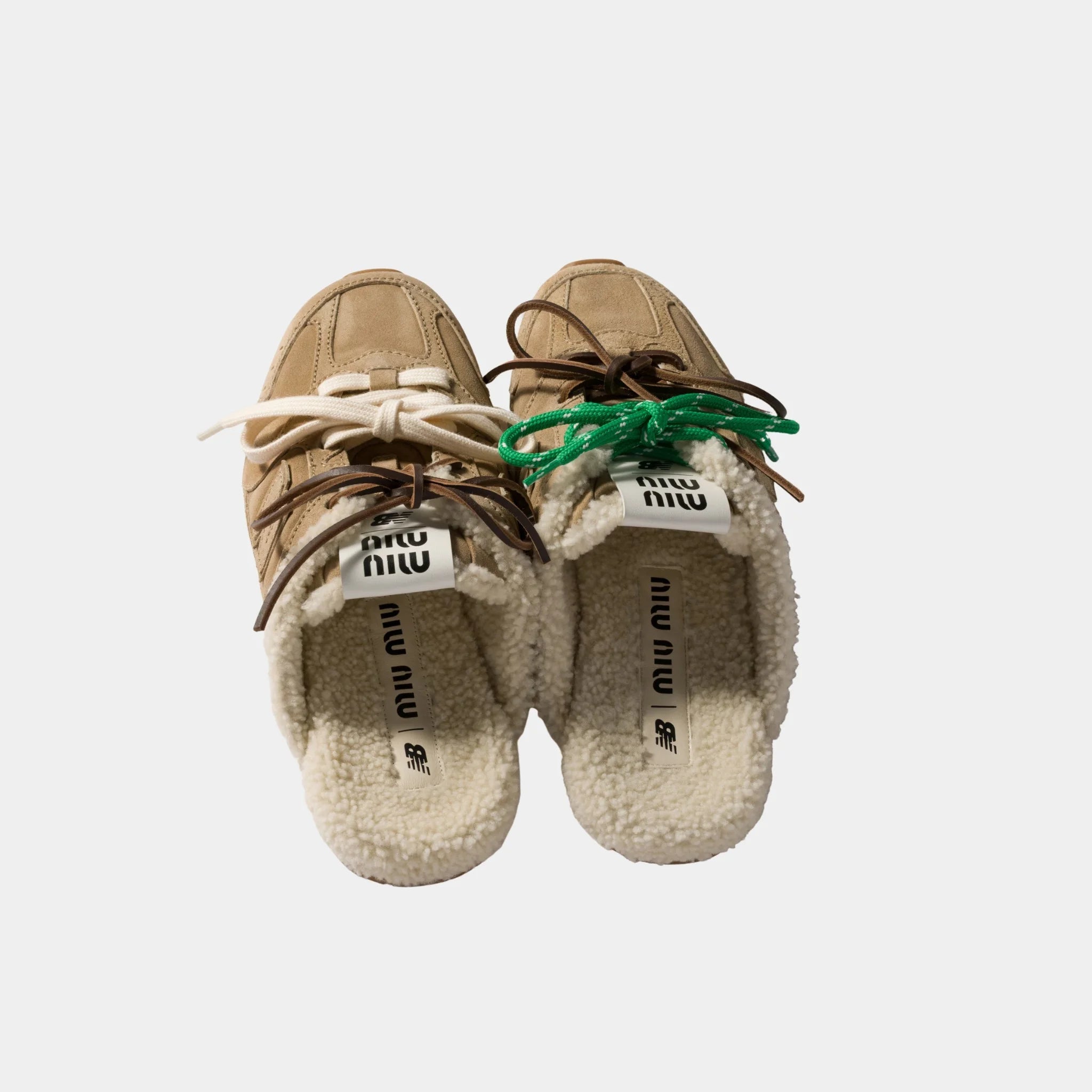 New Balance X Miu Miu 530 SL Bleached Suede Sneaker Mules