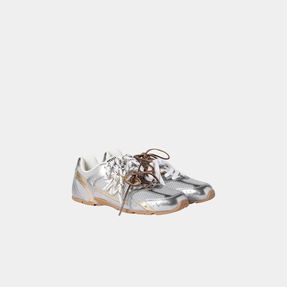 New Balance X Miu Miu 530 SL Metallic Leather and Mesh Sneakers