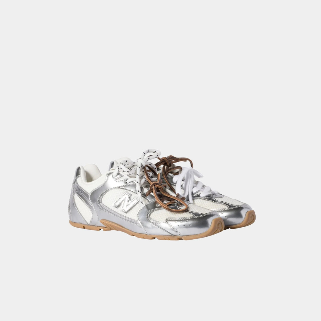 New Balance X Miu Miu 530 SL Shiny Metallic Leather &amp; Mesh Sneakers