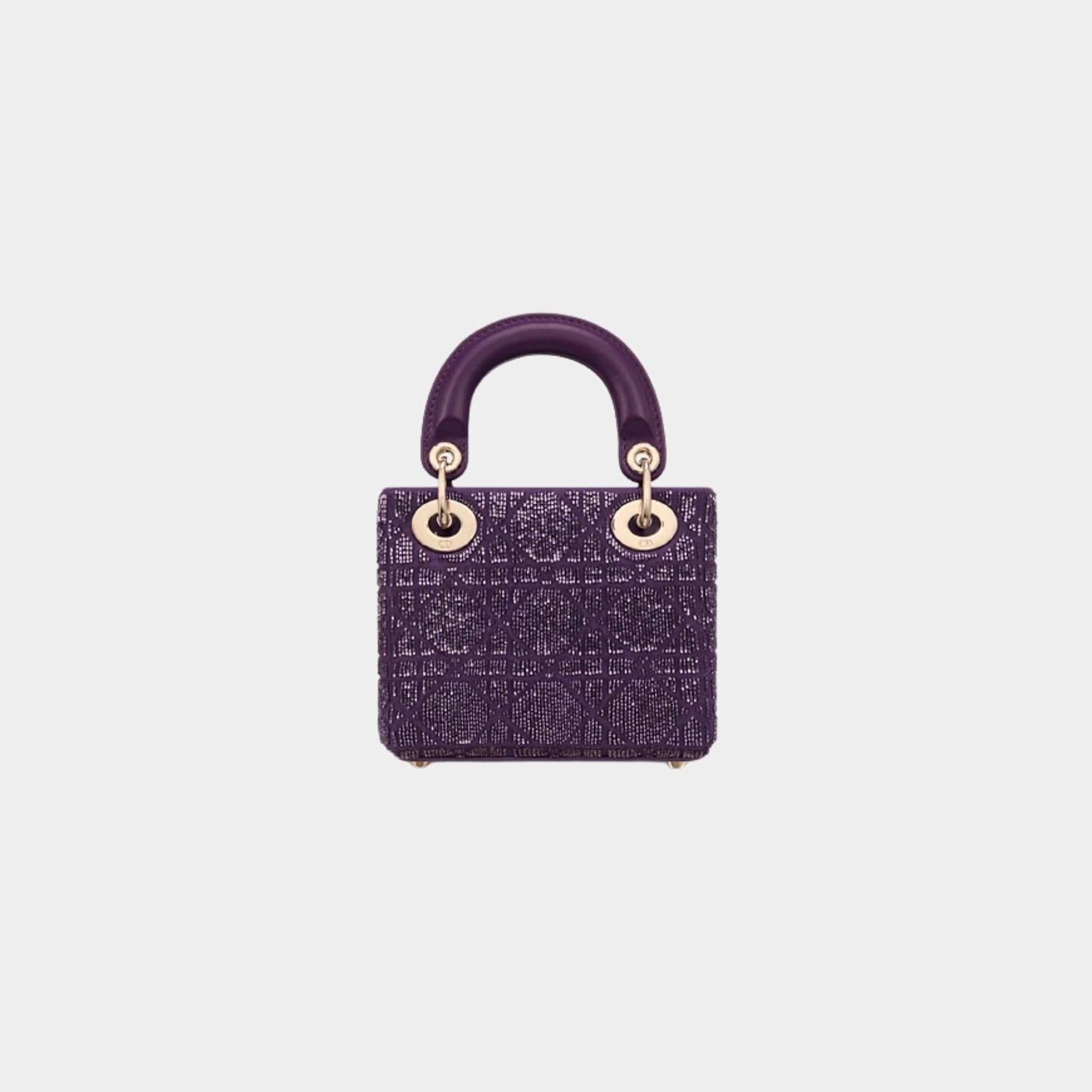 Or Micro Lady Dior Bag in Embroidered Royal Purple Cotton