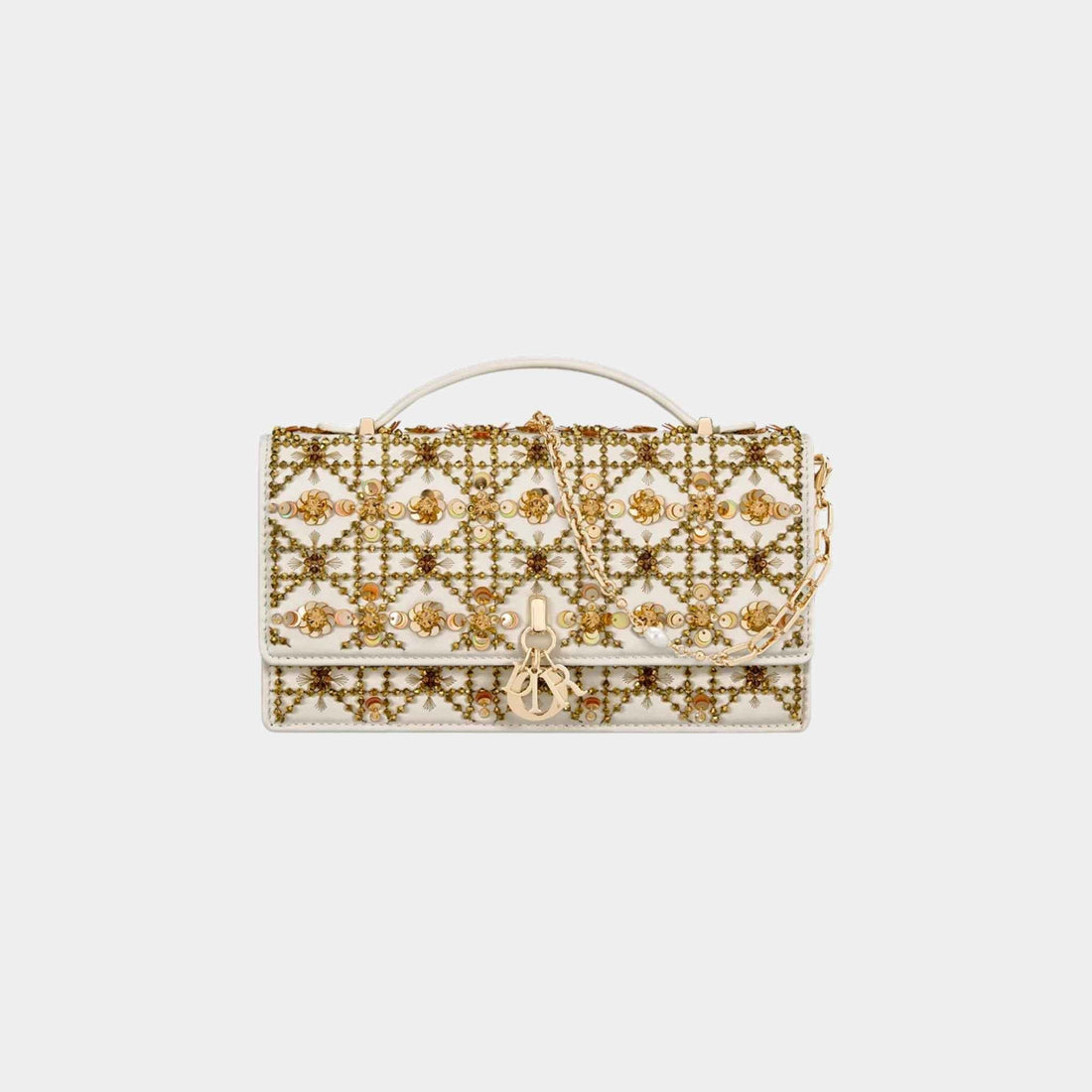 Or My Dior Mini Bag Calfskin Embroidered With Gold-Tone Sequins