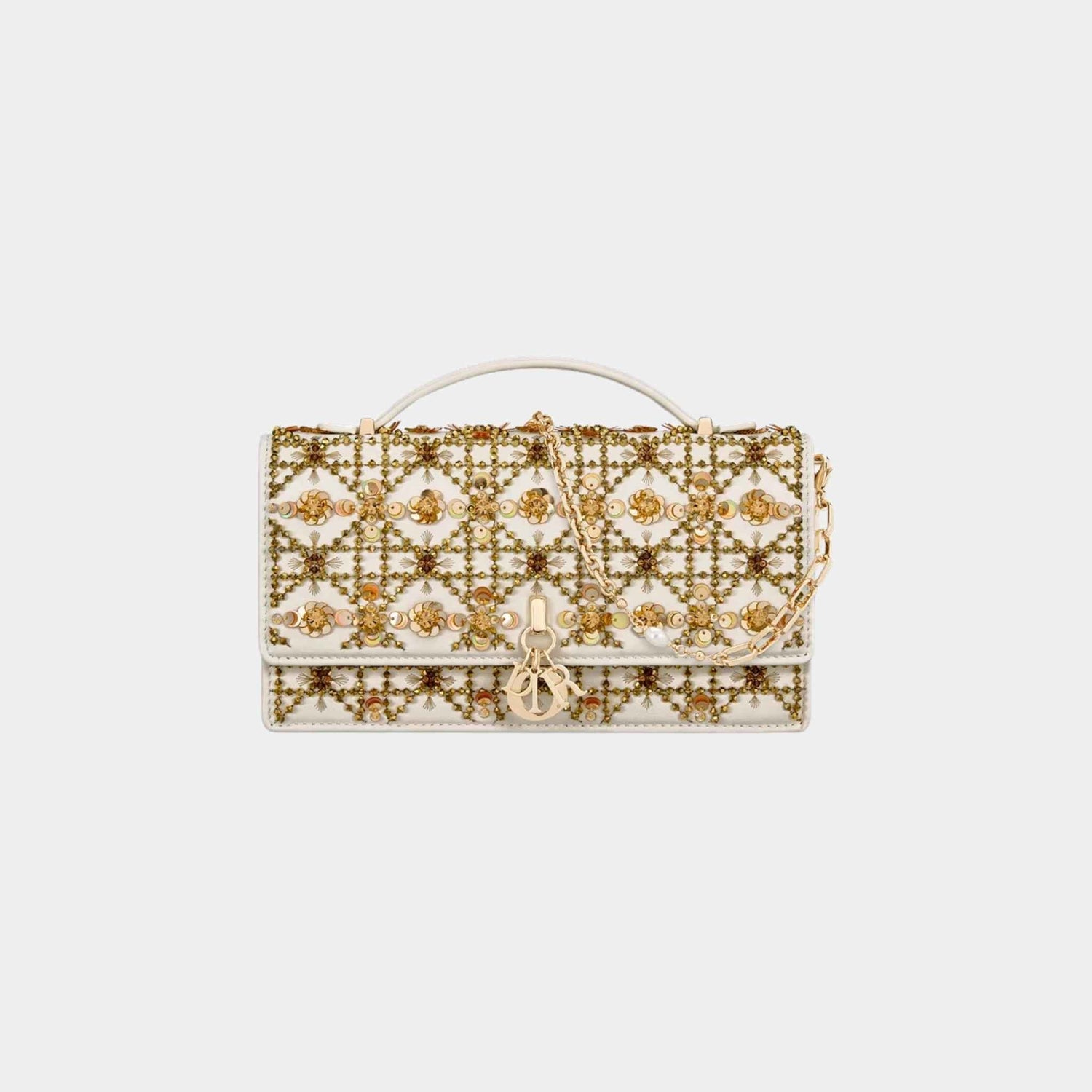 Or My Dior Mini Bag Calfskin Embroidered With Gold-Tone Sequins