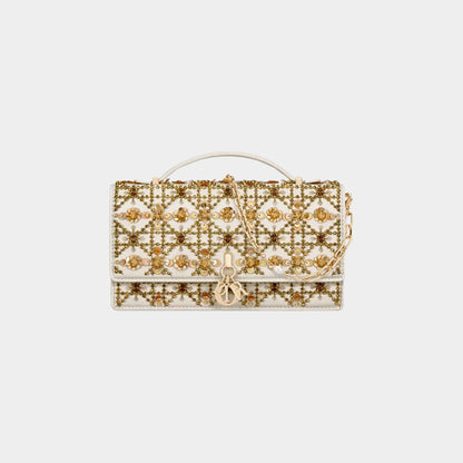 Or My Dior Mini Bag Calfskin Embroidered With Gold-Tone Sequins