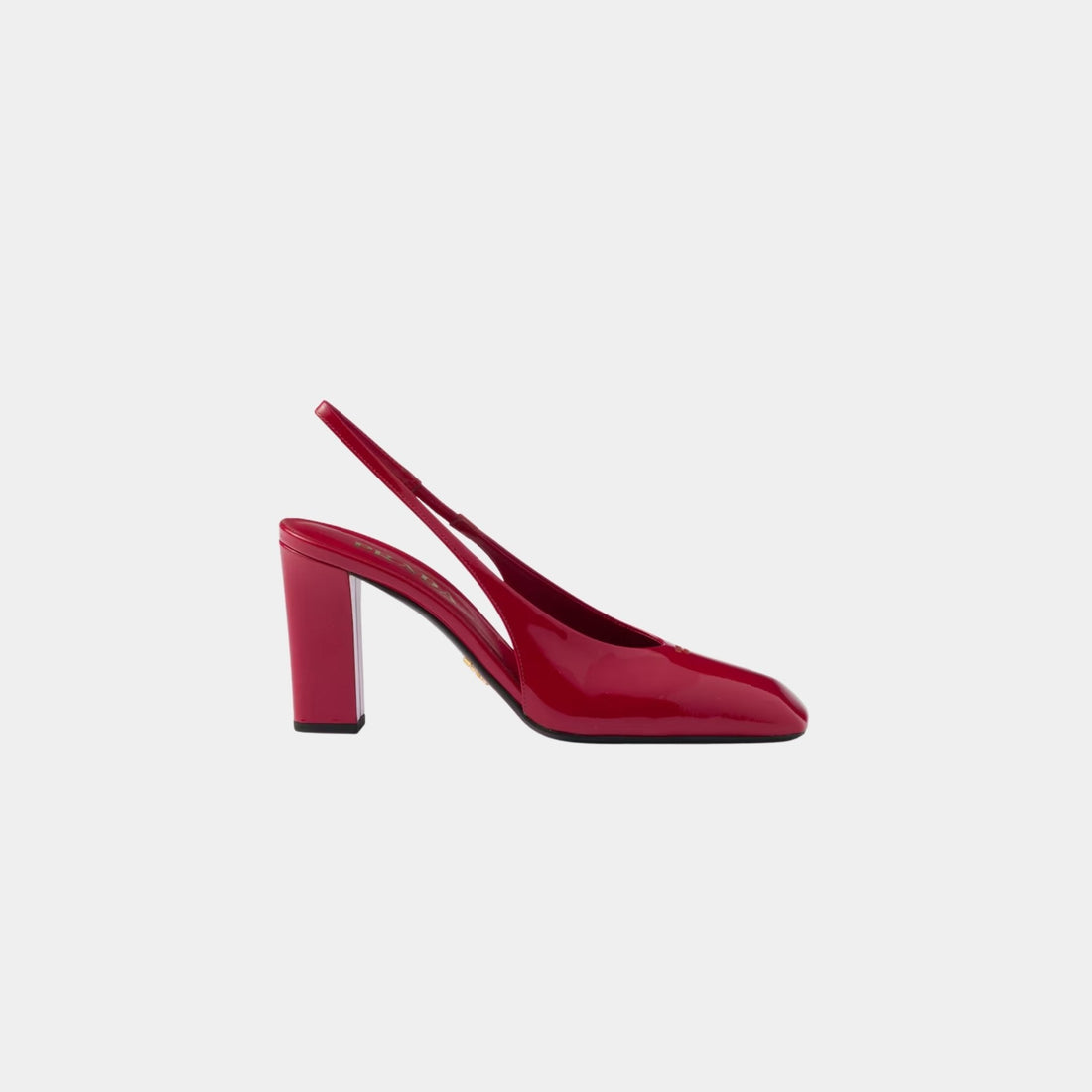 Patent Leather Slingback Pumps With Bound Leather Heel