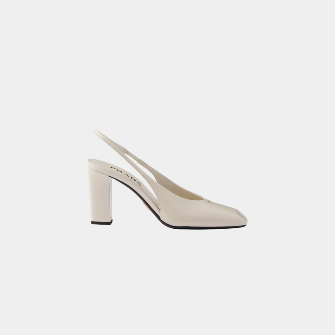 Patent Leather Slingback Pumps With Bound Leather Heel