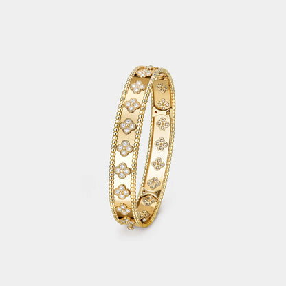 Perlée Clovers Bracelet Medium Model Yellow Gold Diamond