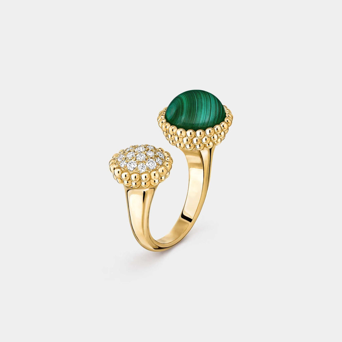 Perlée Couleurs Between The Finger Ring Yellow Gold Diamond Malachite