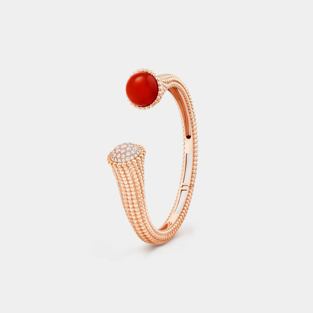 Perlée Couleurs Bracelet Medium Model Rose Gold Carnelian Diamond