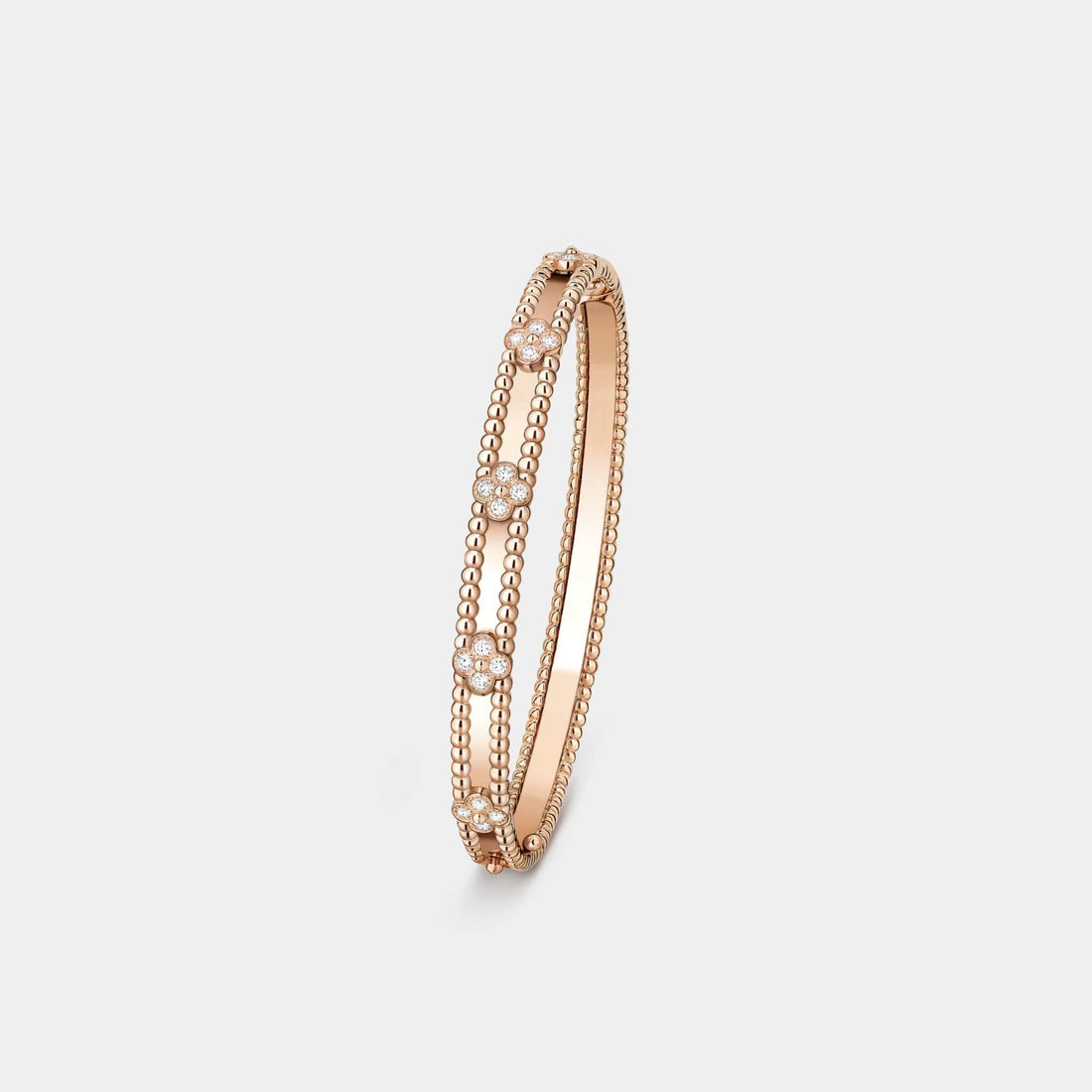 Perlée Sweet Clovers Bracelet Medium Model Rose Gold Diamond