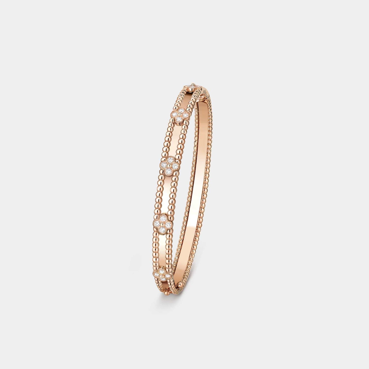 Perlée Sweet Clovers Bracelet Medium Model Rose Gold Diamond