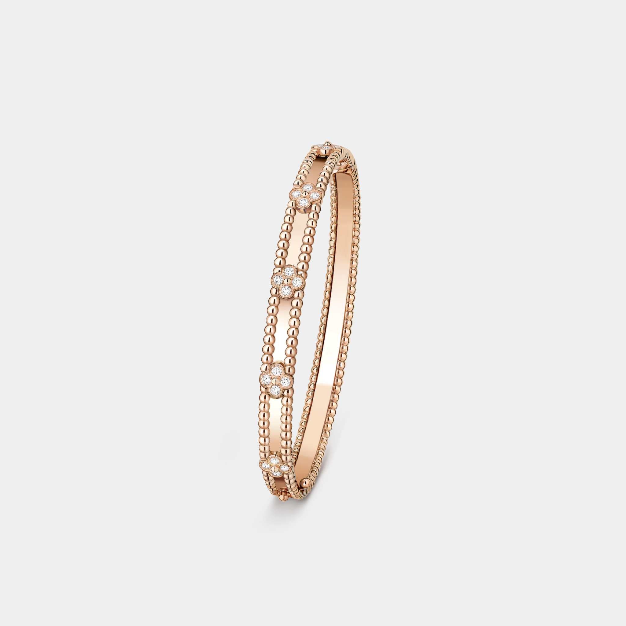 Perlée Sweet Clovers Bracelet Medium Model Rose Gold Diamond