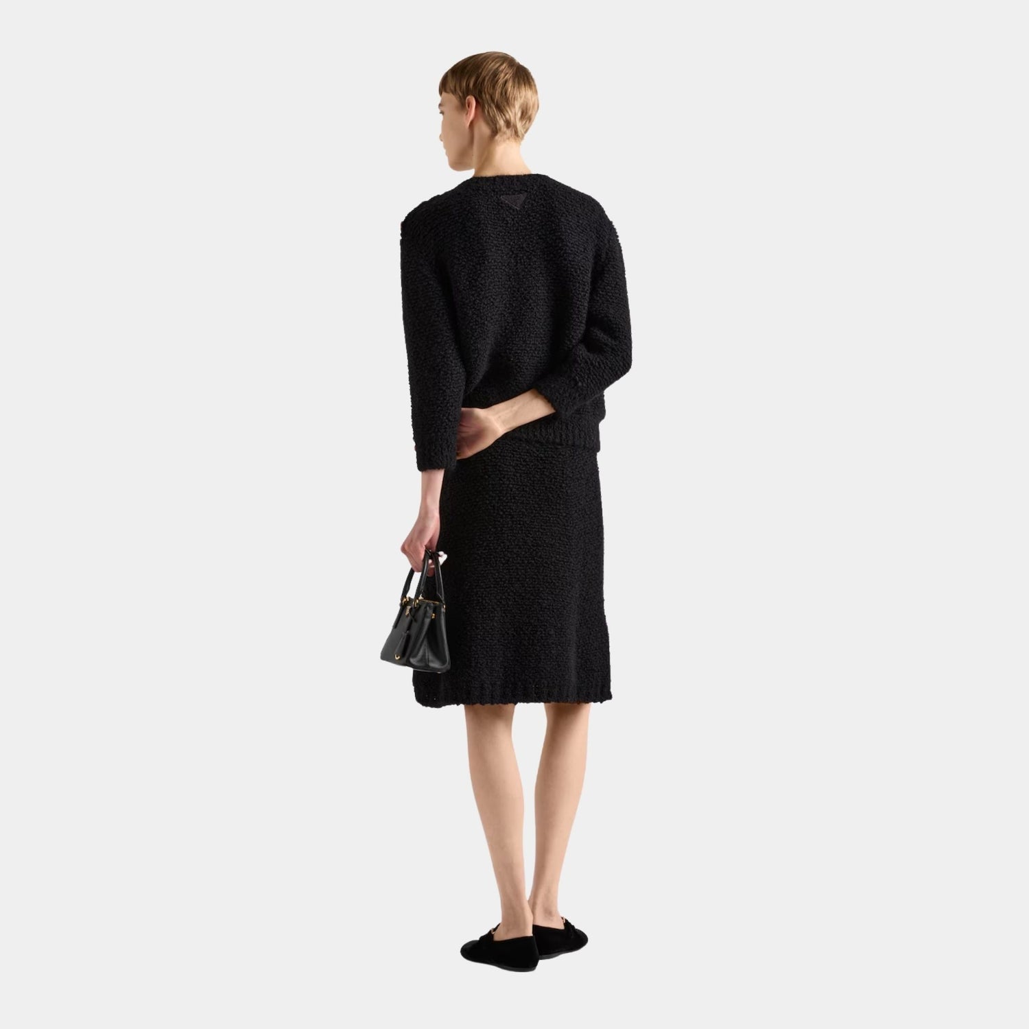 Black Bouclé Mohair Crew-neck Sweater