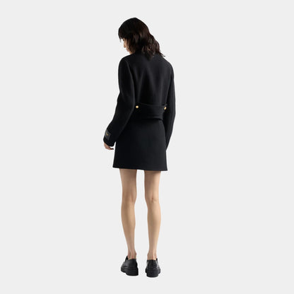 Black Double-Breasted Twill Jacket