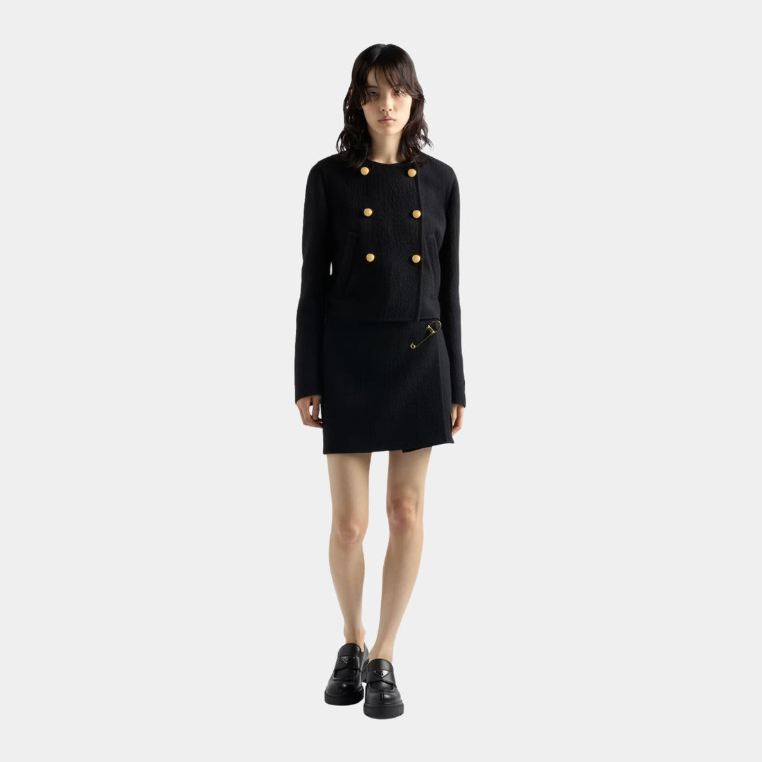 Black Double-Breasted Twill Jacket