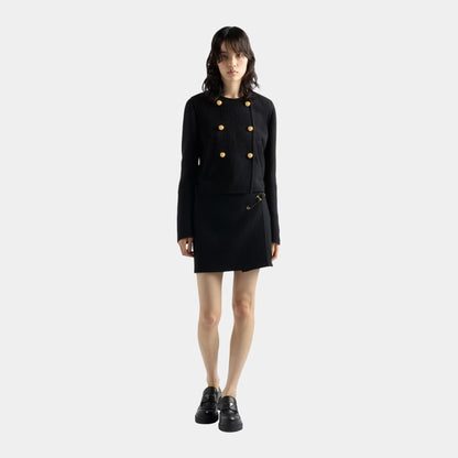 Black Double-Breasted Twill Jacket