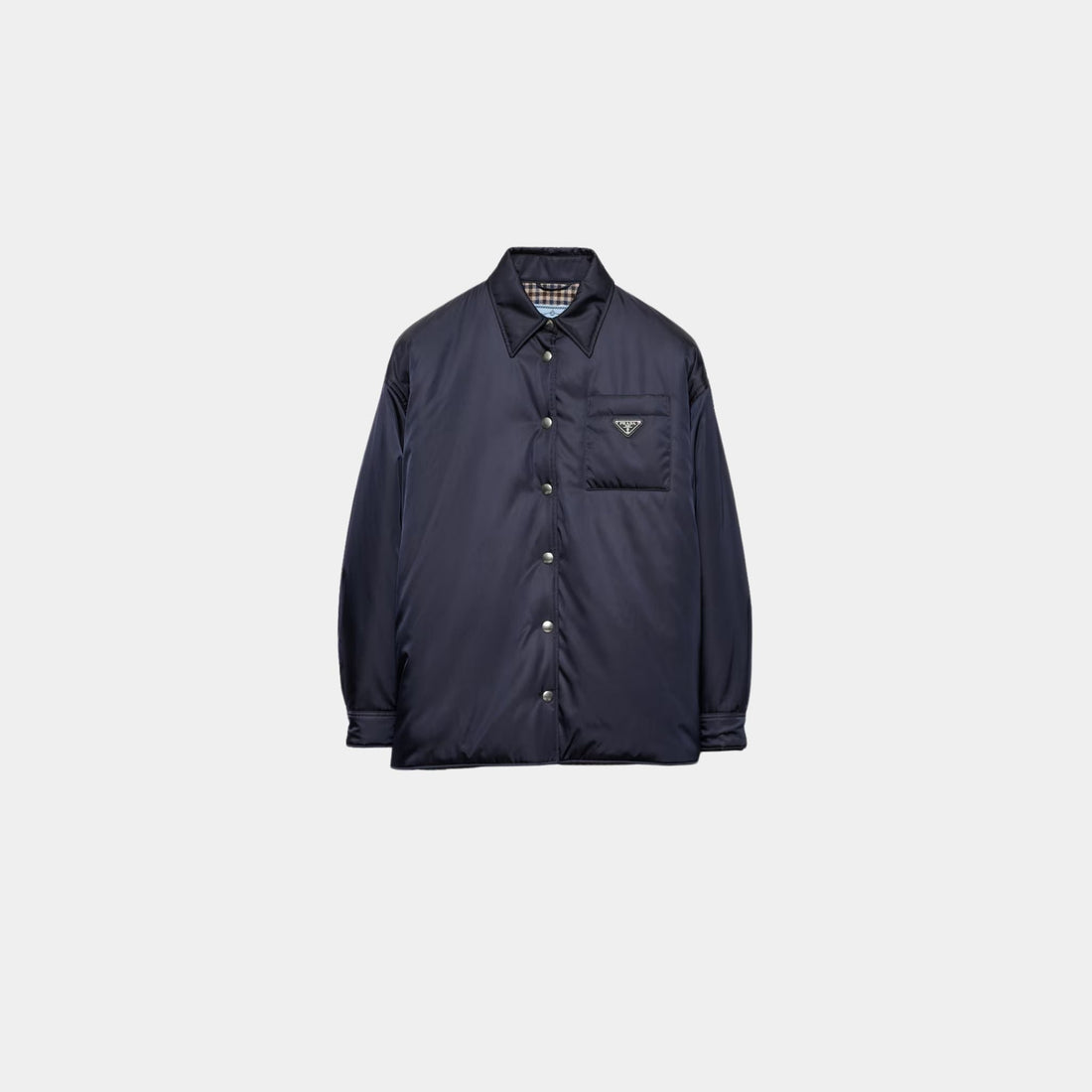 Blue Re-Nylon Shirt-style Collared Blouson Jacket