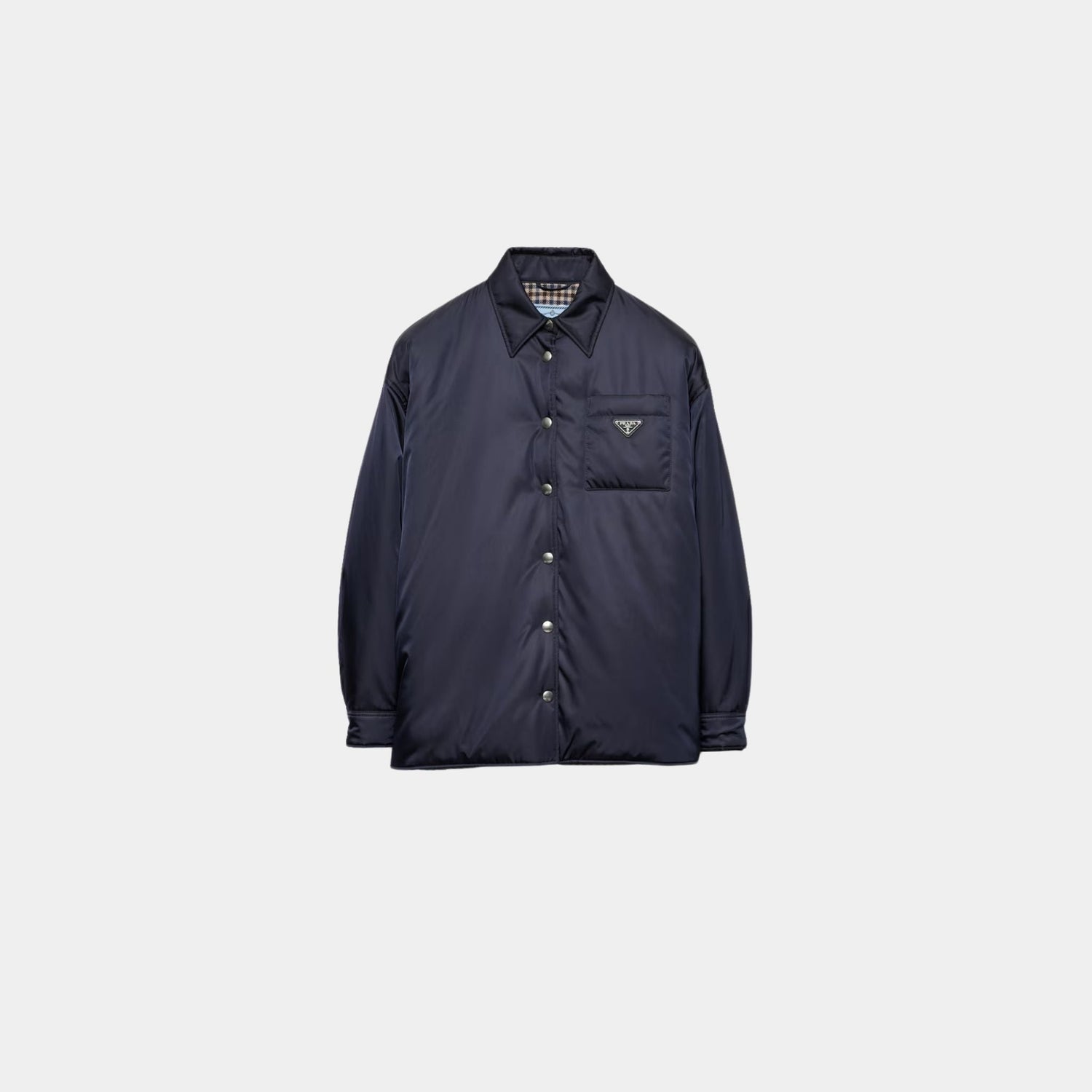 Blue Re-Nylon Shirt-style Collared Blouson Jacket