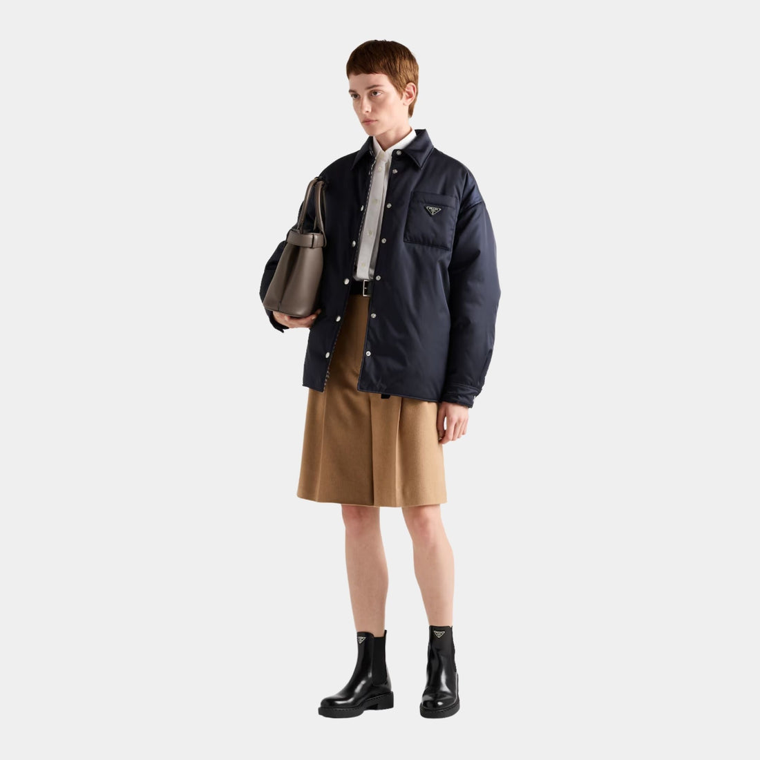 Blue Re-Nylon Shirt-style Collared Blouson Jacket