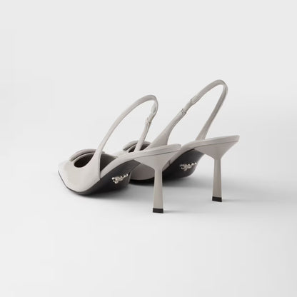Brushed Leather Slingback Pumps