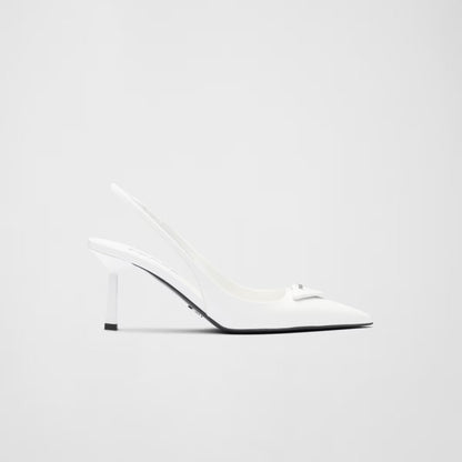 Brushed Leather Slingback Pumps