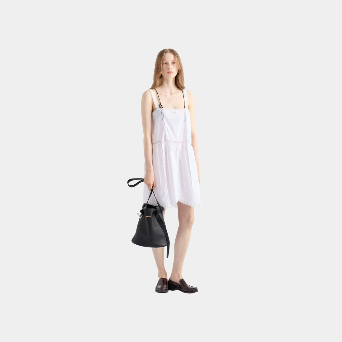 Buckle Leather Bucket Bag With Belt
