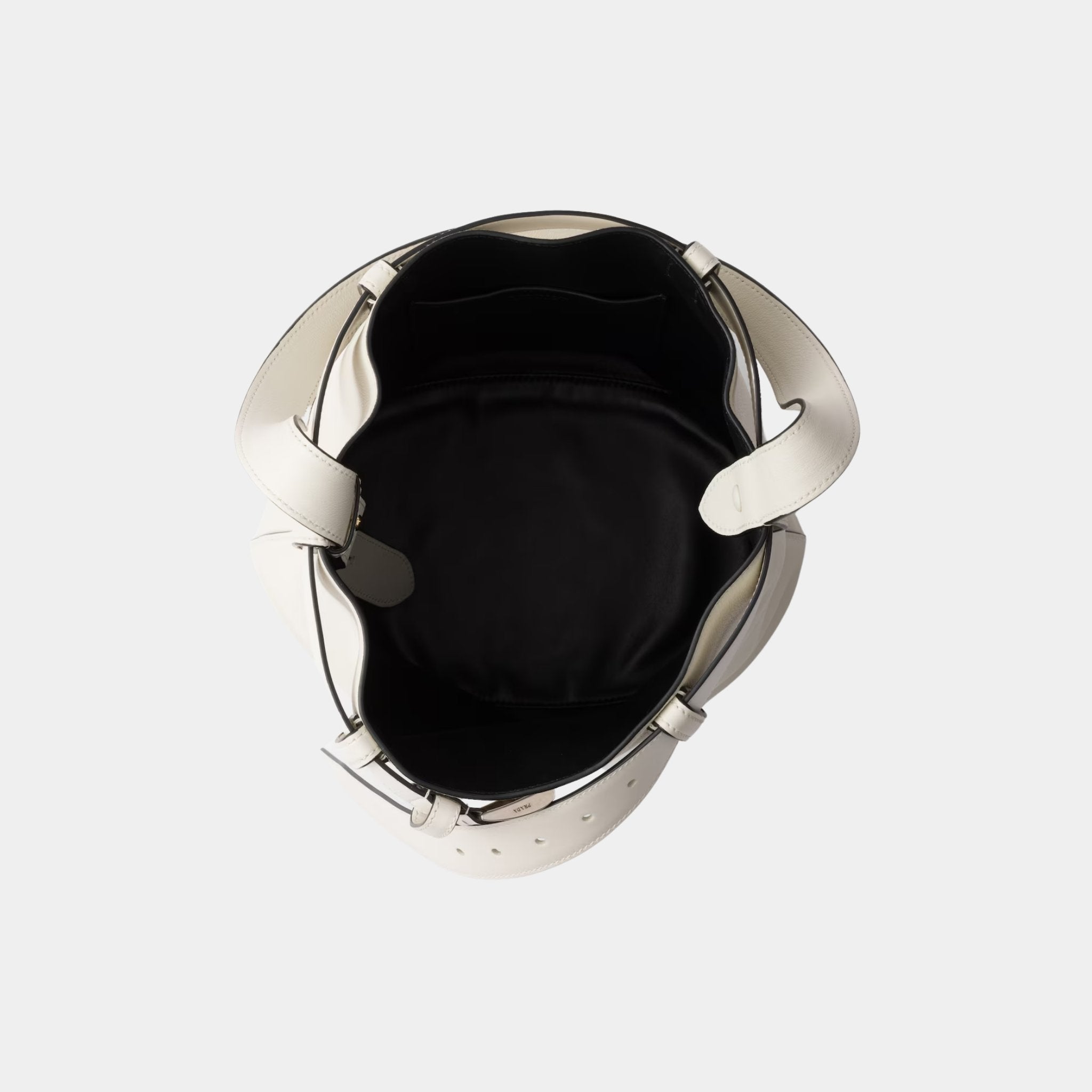 Buckle Leather Bucket Bag With Belt