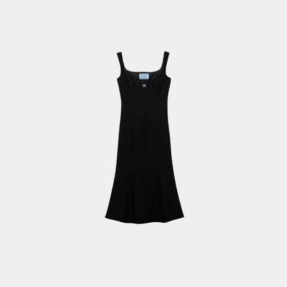 Embroidered Cady Sheath Dress