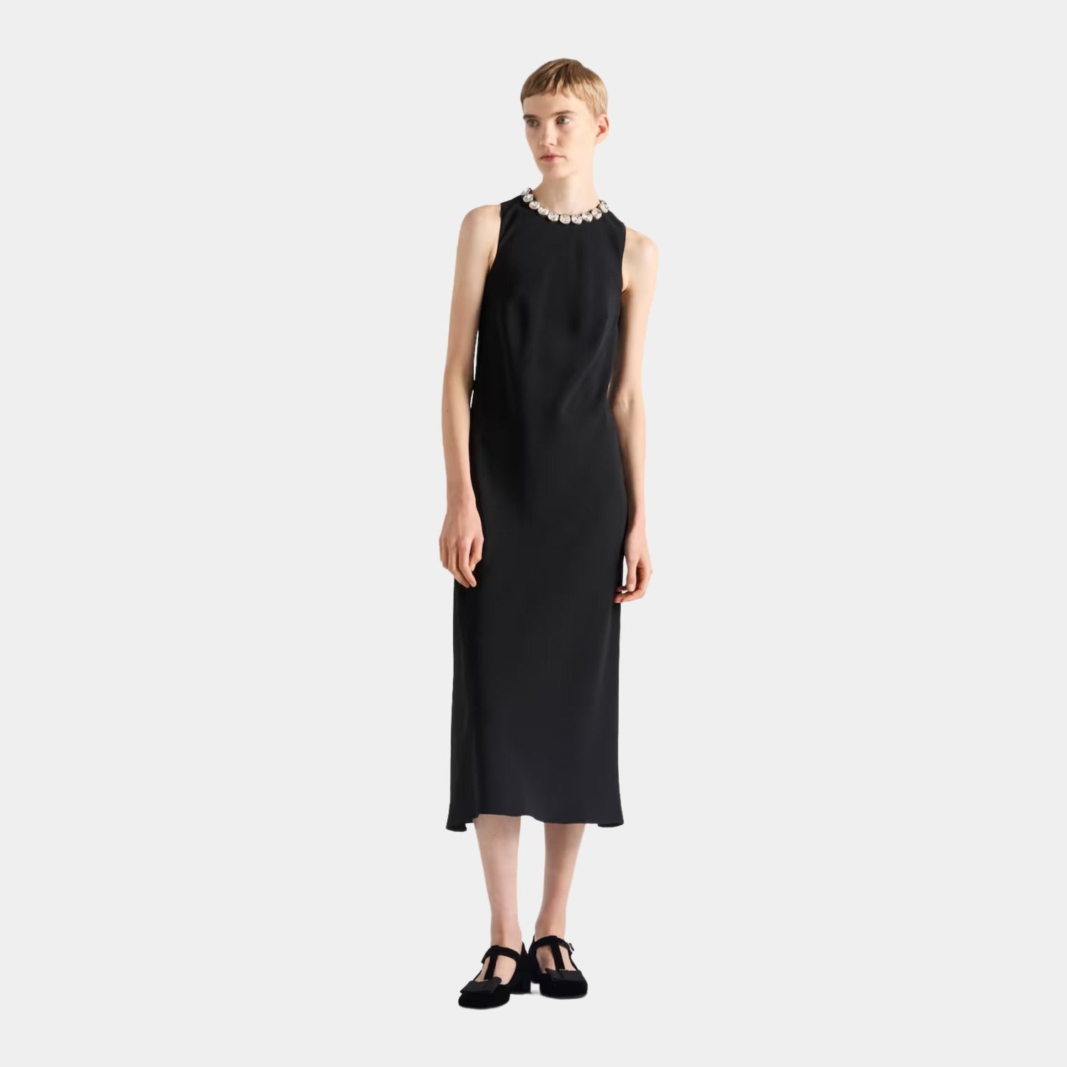 Embroidered Sablé Sheath Dress