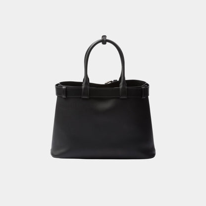 Large Buckle Leather Handbag With Belt
