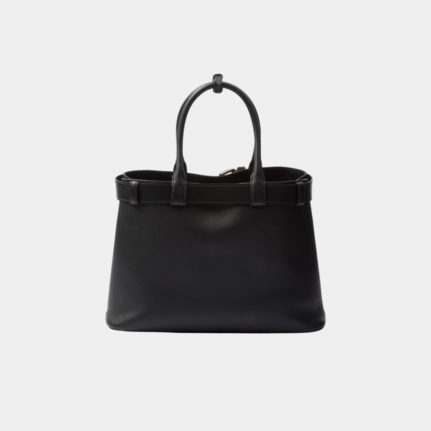 Large Buckle Leather Handbag With Belt