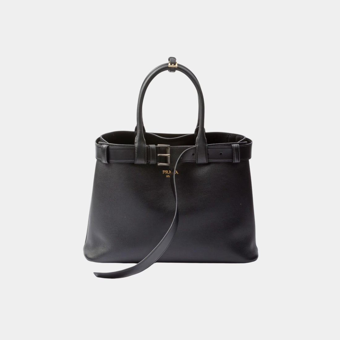 Large Buckle Leather Handbag With Belt
