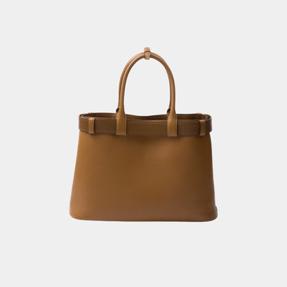 Large Buckle Leather Handbag With Belt