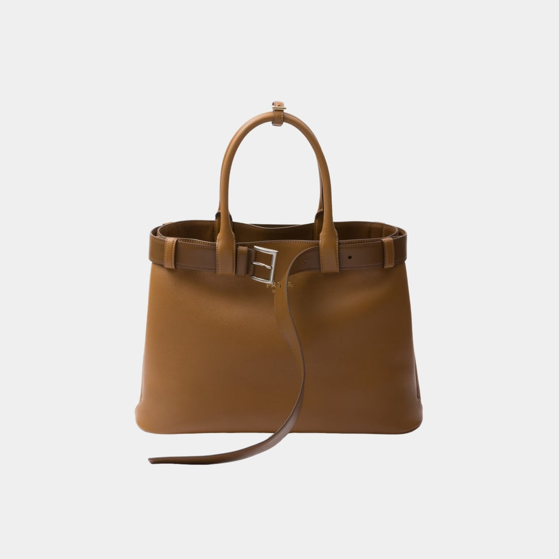 Large Buckle Leather Handbag With Belt
