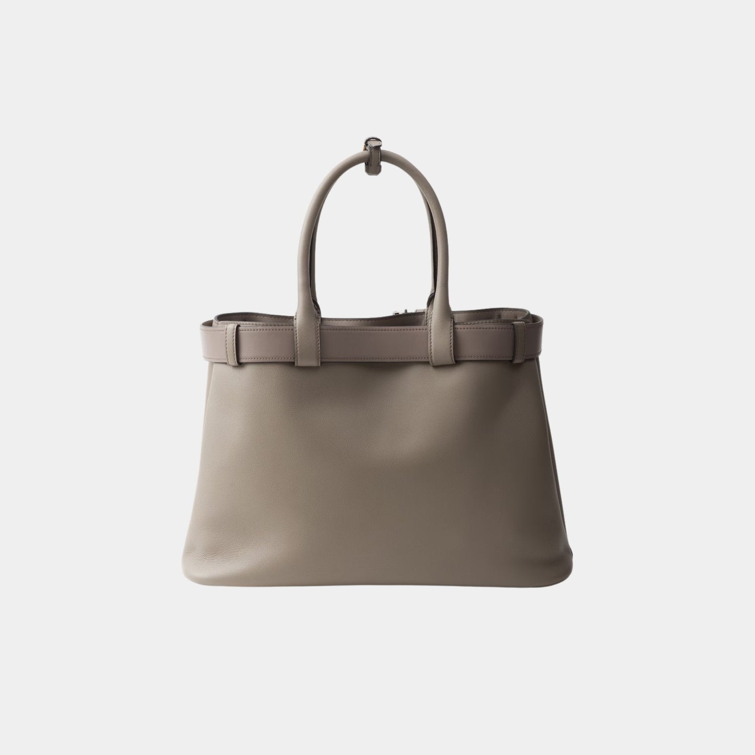 Large Buckle Leather Handbag With Belt