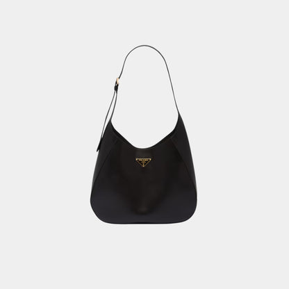 Large Leather Shoulder Bag with Topstitching