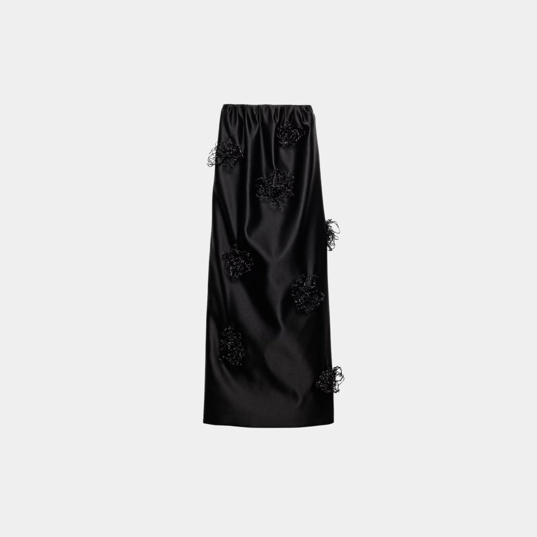 Long Embroidered Double Satin Skirt