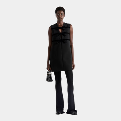 Natté Flared Mini Dress with Velvet Bows