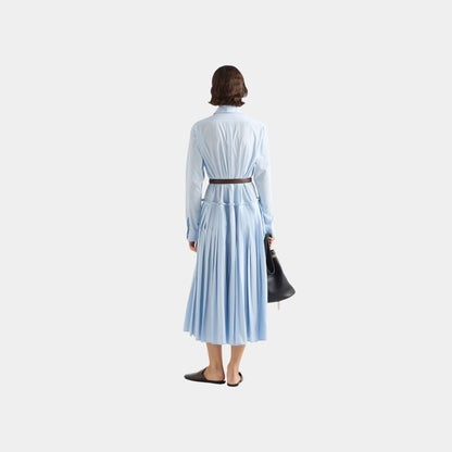 Pleated Poplin Dress