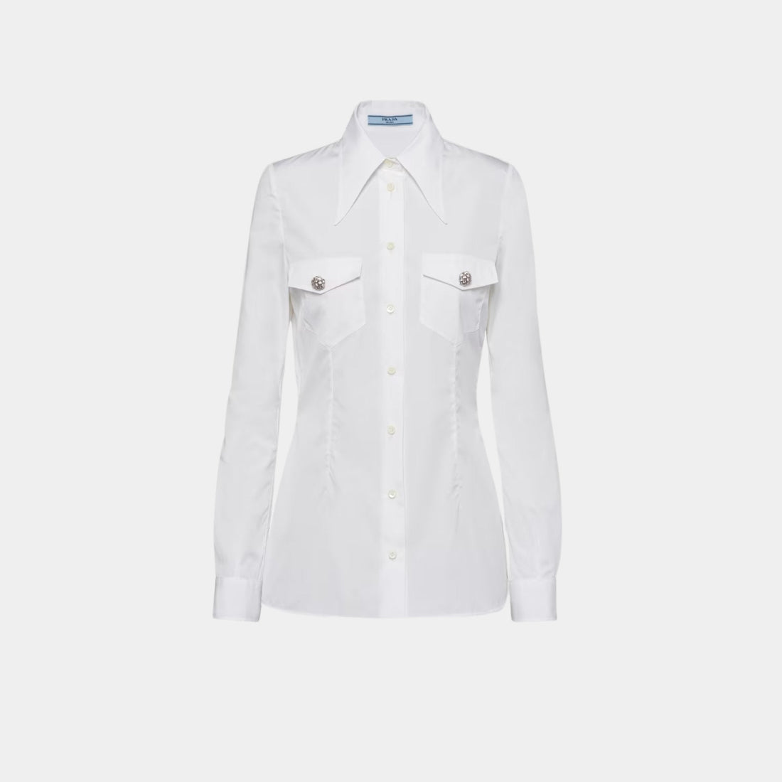 Poplin Shirt with Jewel Buttons