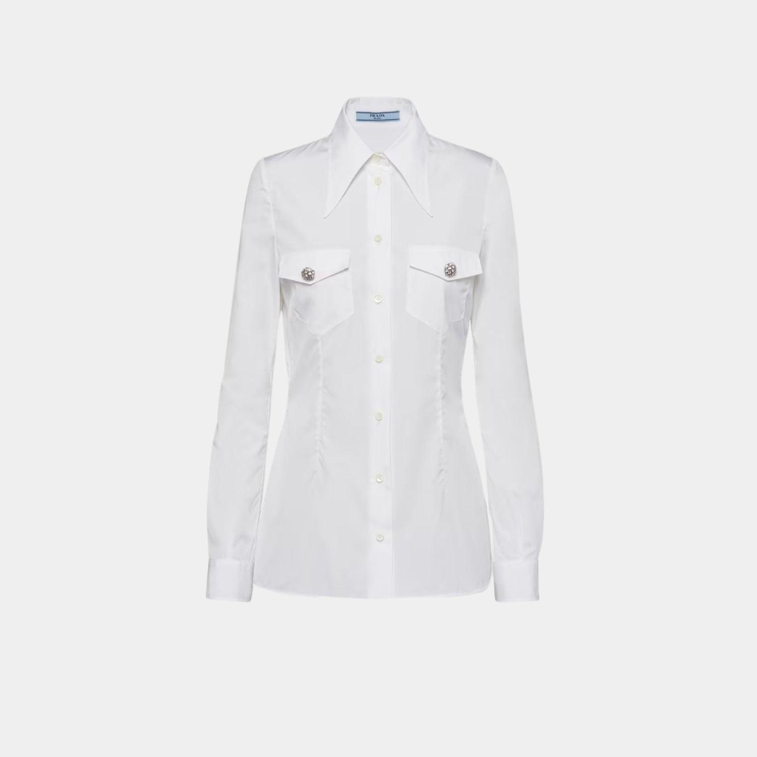 Poplin Shirt with Jewel Buttons