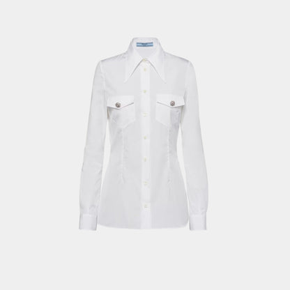 Poplin Shirt with Jewel Buttons