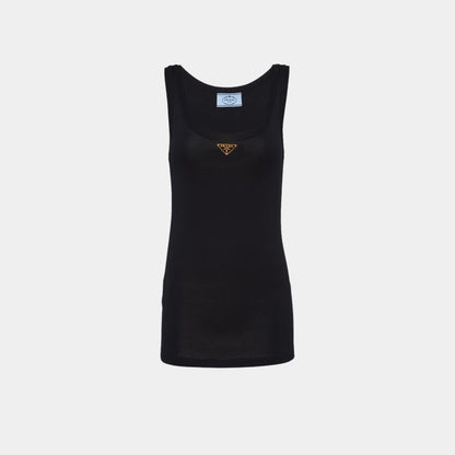 Ribbed Knit Jersey Tank Top