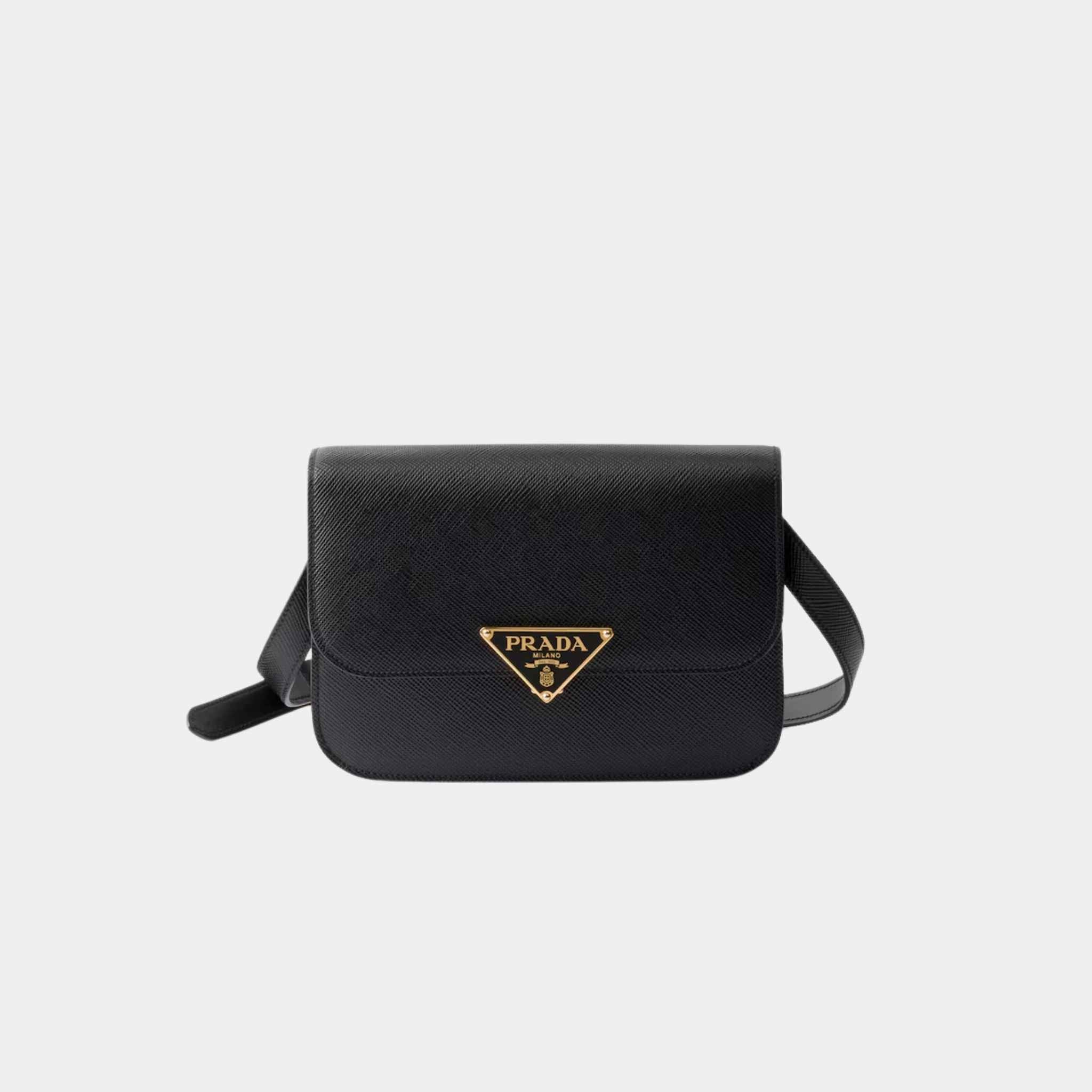 Saffiano Leather Flap Shoulder Bag